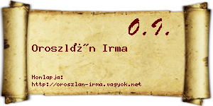 Oroszlán Irma névjegykártya